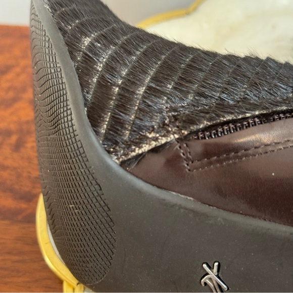 Kenneth Cole Brown Leather Faux Fur Stiletto Booties Sz 10 - Picture 16 of 16